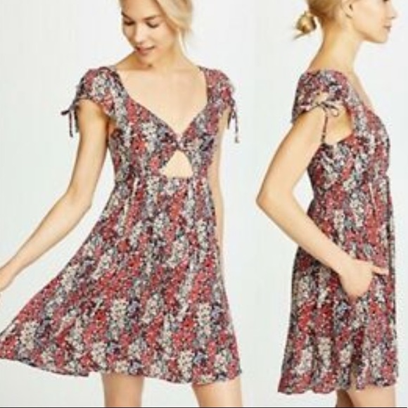 Free people miss right floral print keyhole top - Picture 2 of 14